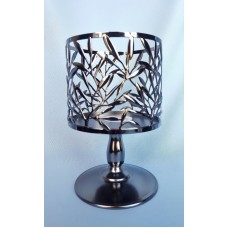 BATH BODY WORKS DARK SILVER BRANCHES LEAVES PEDESTAL LARGE 3 WICK CANDLE HOLDER    223036821536